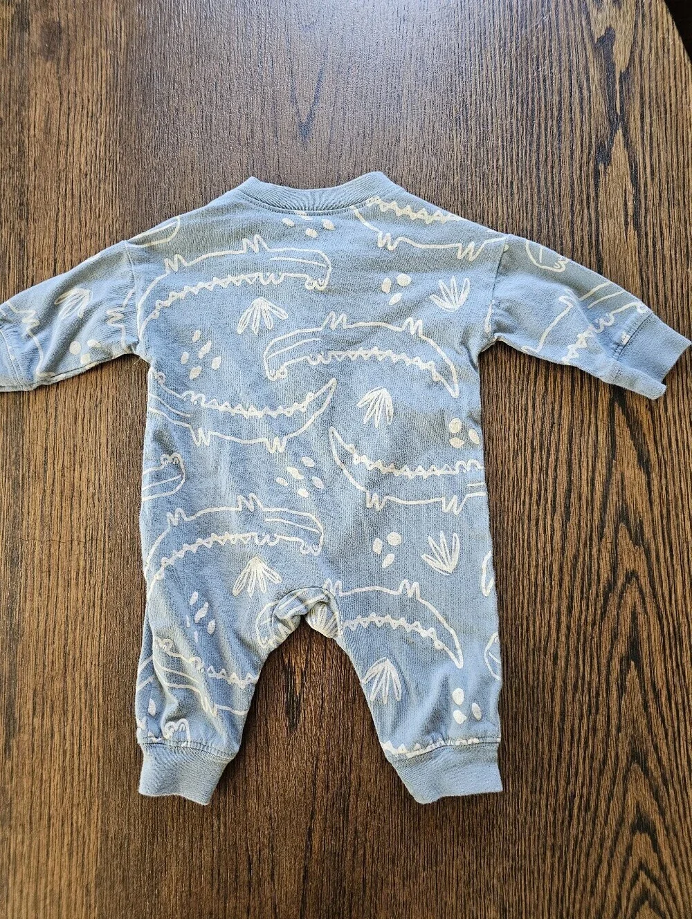 Carter's Soft Blue Gator Printed One-Piece Romper Size 3 Months